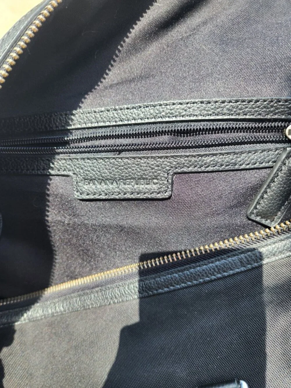 Banana Republic Black Canvas Leather Trim Weekender Duffle Travel Bag